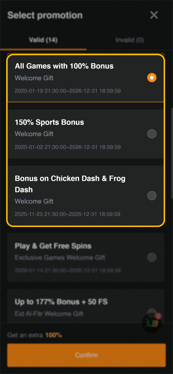 Select your welcome bonus at JeetBuzz deposit page.