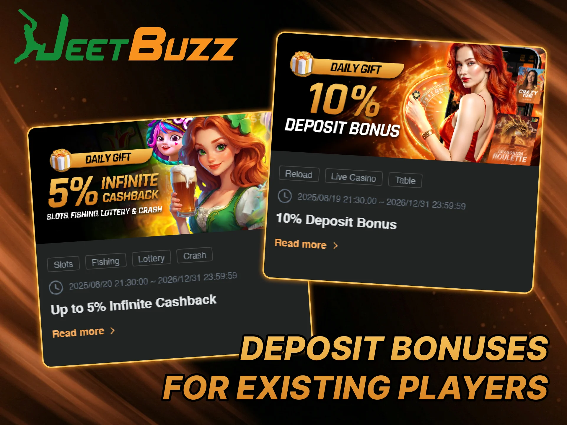 Get bonuses everyday with JeetBuzz promotions.