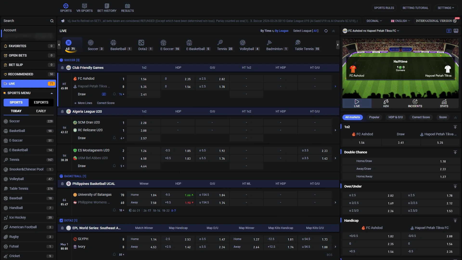 Be on many differetn sport competitions at JeetBuzz sportsbook.