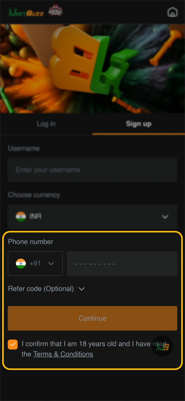 Create JeetBuzz account to make a deposit.